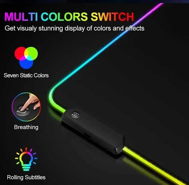 Podkładka pod mysz i klawiaturę RGB | LED | 60 × 30 cm | USB