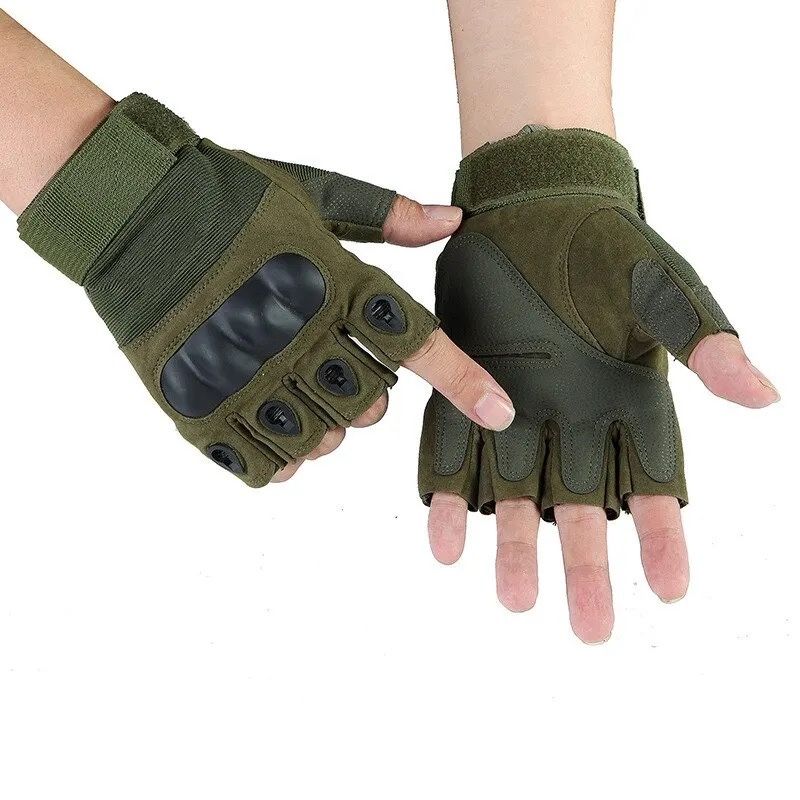 Тактичні, штурмові безпалі рукавички Зелені