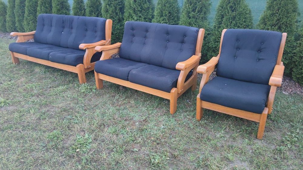 Komplet wypoczynkowy dębowy