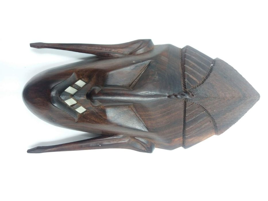 Ciekawa drewniana maska afrykańska z hebanu