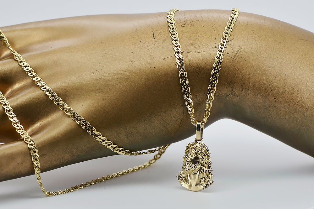 Złota zawieszka Jezus z łańcuszkiem 14k 585 pj004y15&cc081y55 Katowice