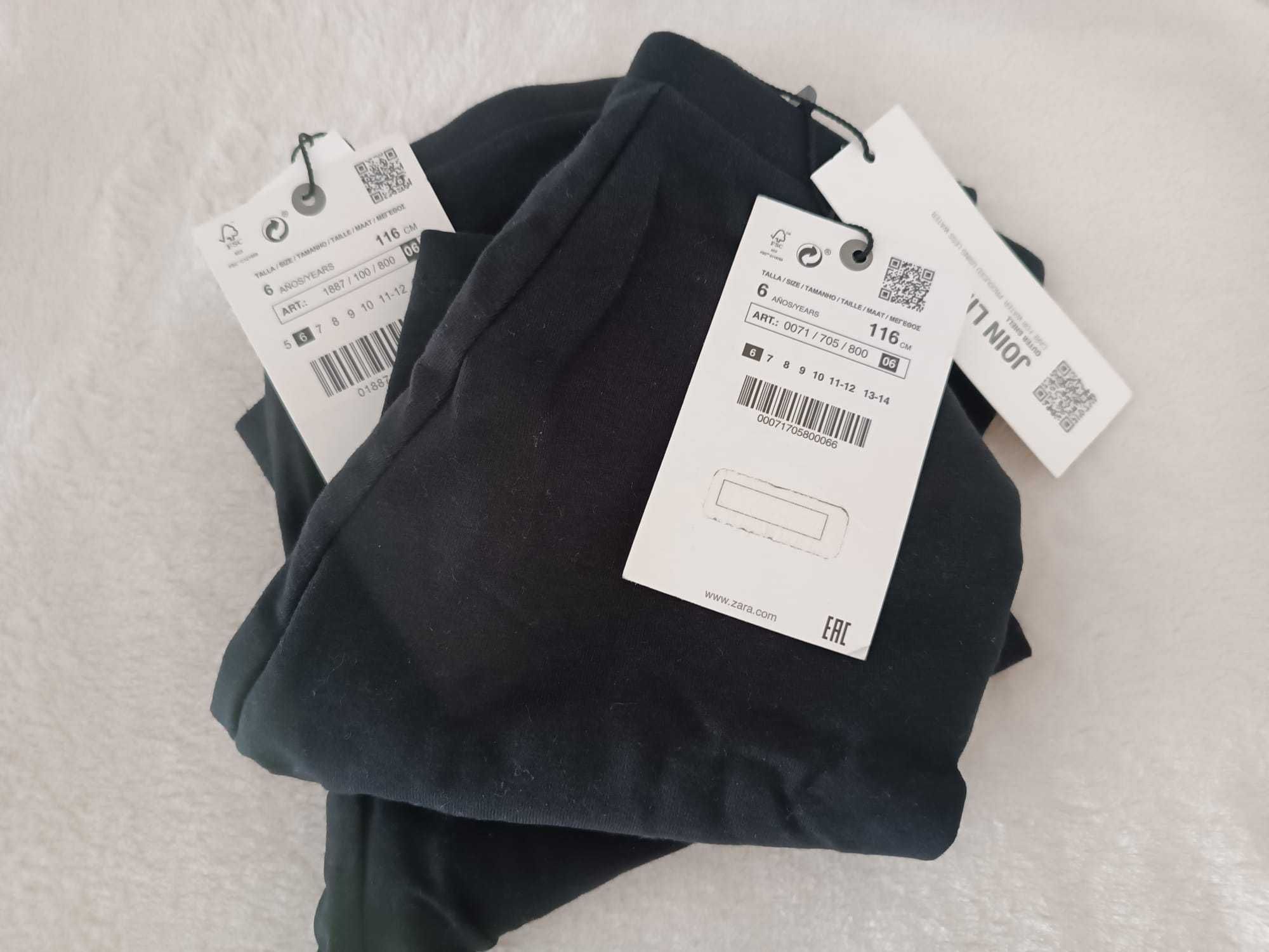 2 pares de leggings pretas (tamanho 6, Zara)