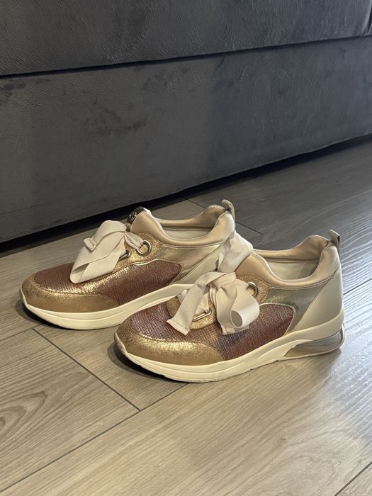 Adidasy Liu Jo 40 sneakersy wstazki zlote eleganckiep