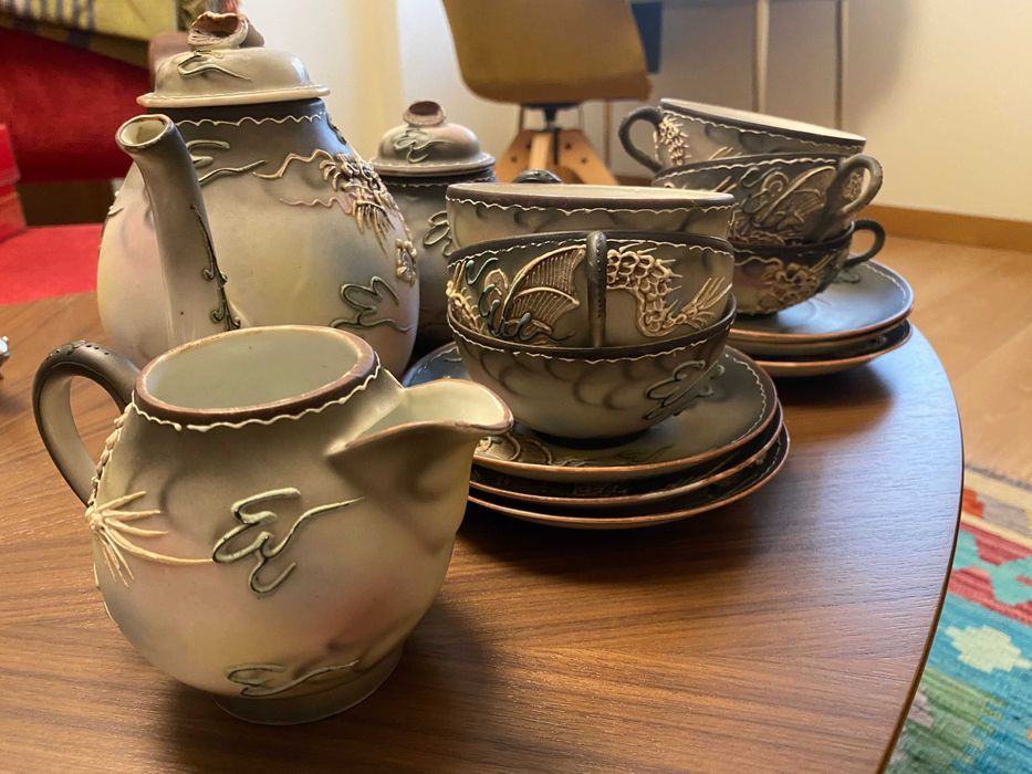 Serviço de chá dragão de 6 chávenas