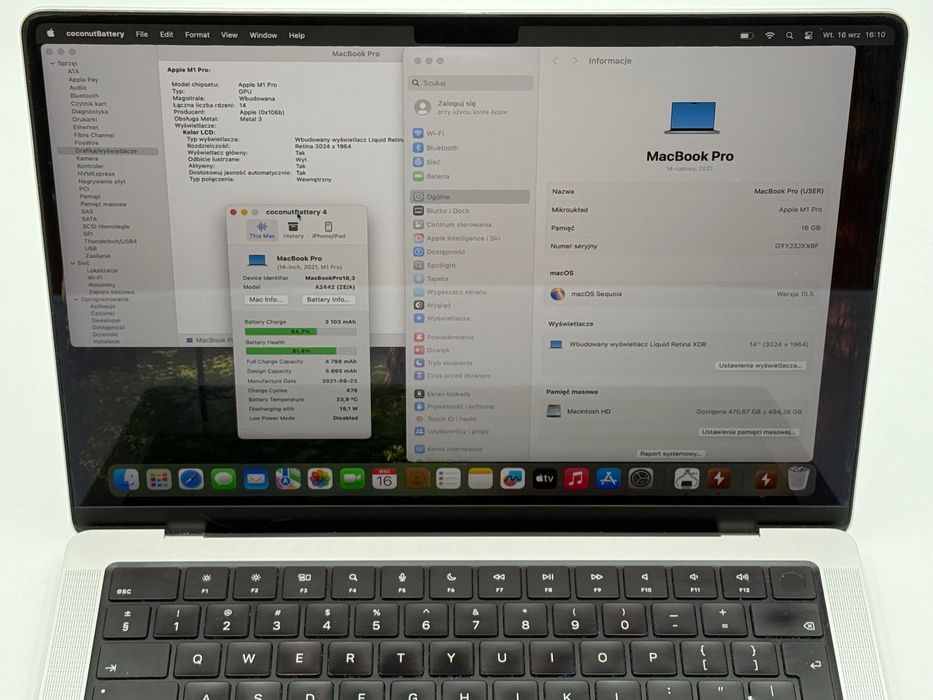 Laptop Apple Macbook Pro 14 2021 M1 PRO 16GB 512GB A2442