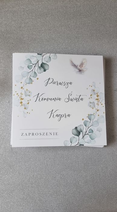 Zaproszenie na komunię Kacpra 15 szt.