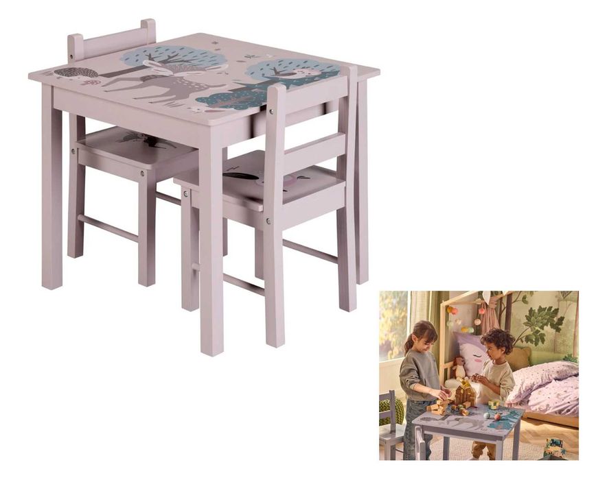 Mebelki dla dzieci meble stolik kpl. stół 2x krzesło krzesełko DREWNO