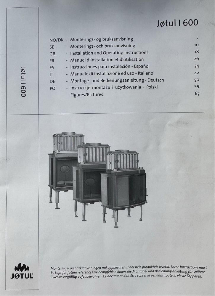 Żeliwny Wkład kominkowy Jotul I600