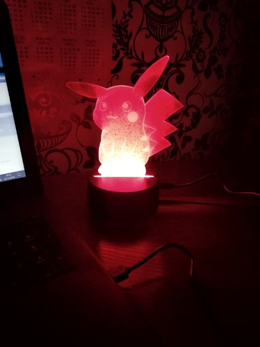 Ночник Покемон Пикачу, Ивви 7 цветов настольная лампа светильник