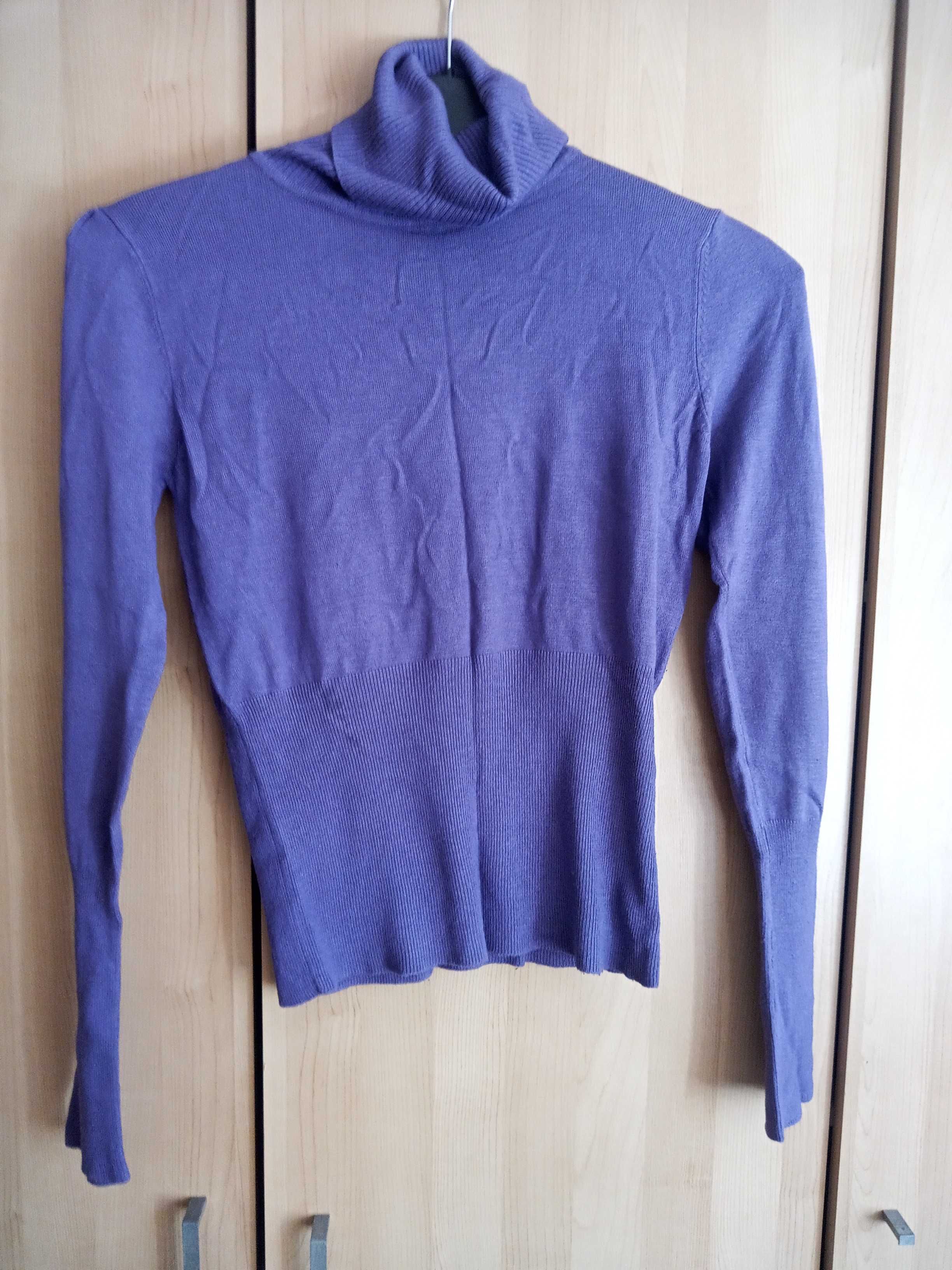 fioletowy sweter sweterek golf XS