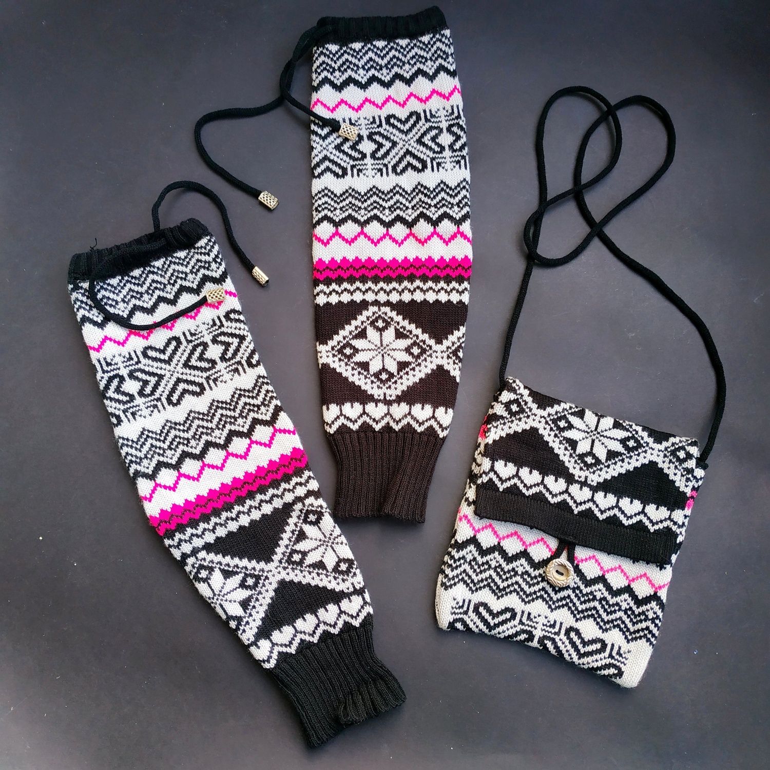 Сет гетры сумочка вязанные в скандинавском стиле узор для девочек новы