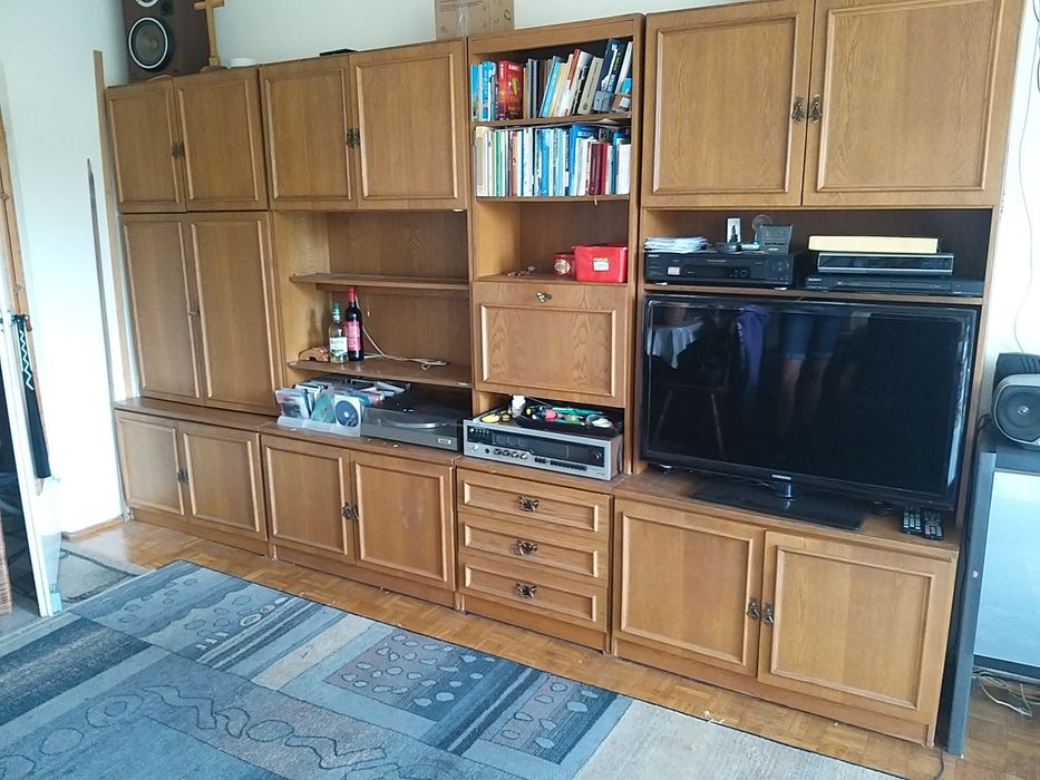 Meblościanka lata 80 okleina dębowa, PRL