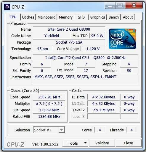 Intel Core 2 Quad Q8300 2,5 ГГц, s775