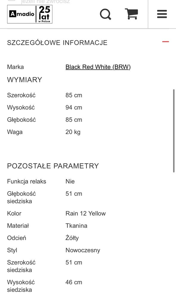 Muszla Fotel Susa BRW kolor musztardowy welur