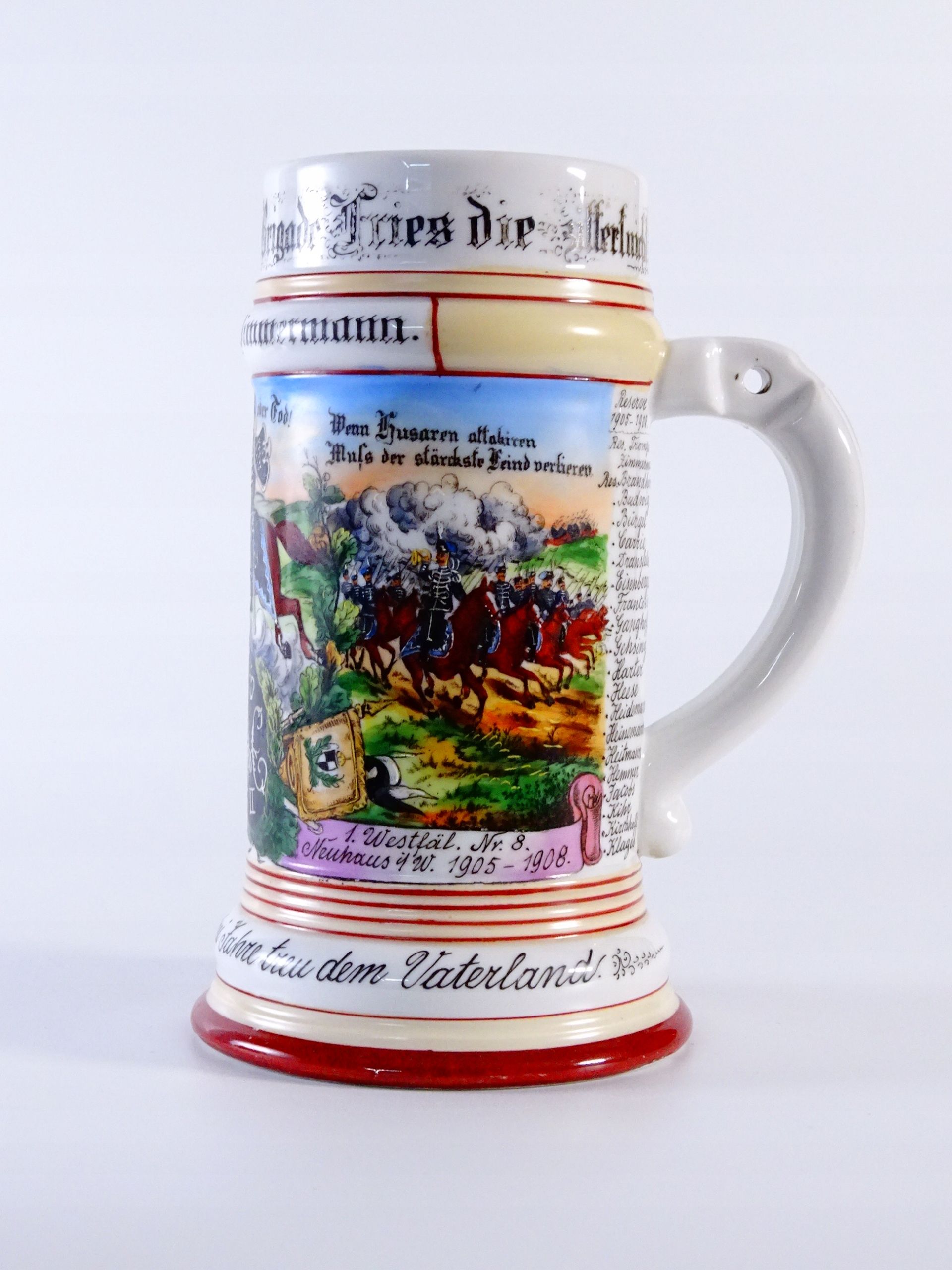 porcelanowy kufel rezerwisty huzarzy 1908 rok