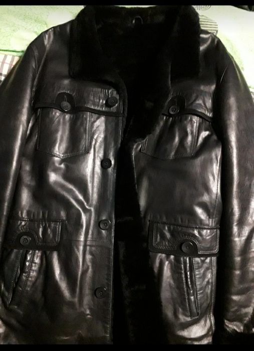 Куртка кожана, чорна, чоловіча