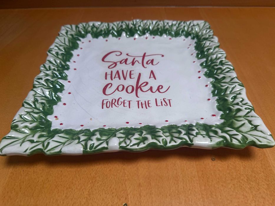 Talerz świąteczny, Santa Have a Cookie, ceramika, 29 x 29 cm