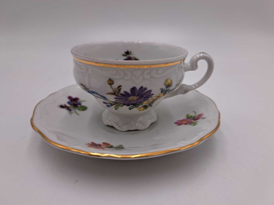 Filiżanka espresso przedwojenna Weimar 1924 złocenia kwiaty