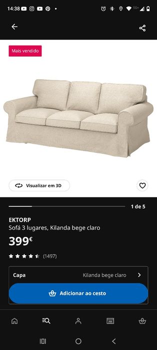 Vendo sofá IKEA ektorp 3 lugares