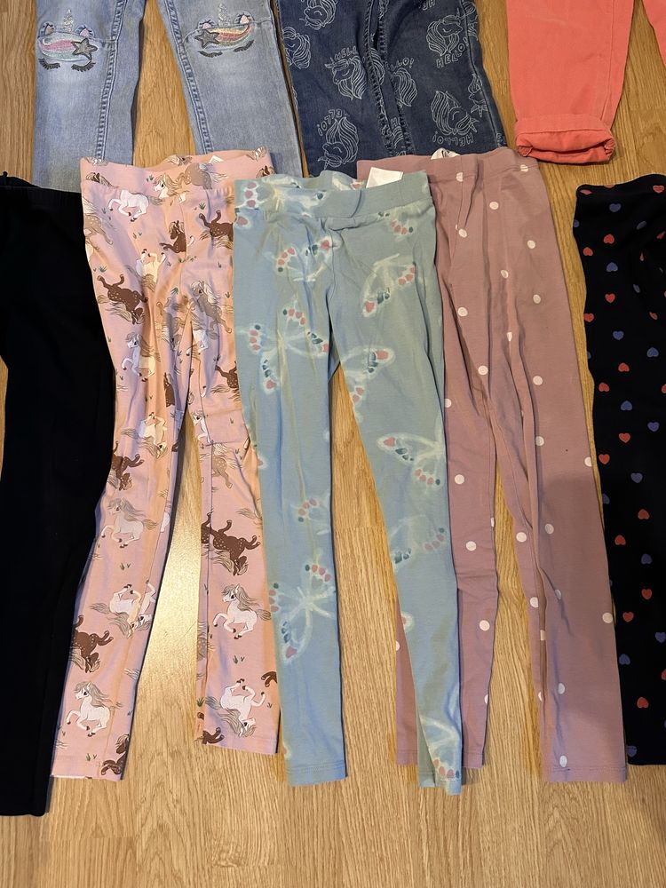 Leginsy, jegginsy, spodnie H&M 122/128 - 9 sztuk, mega paka