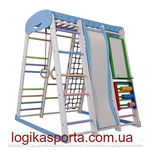 Деревянный детский спортивный комплекс для квартиры, горка, качели