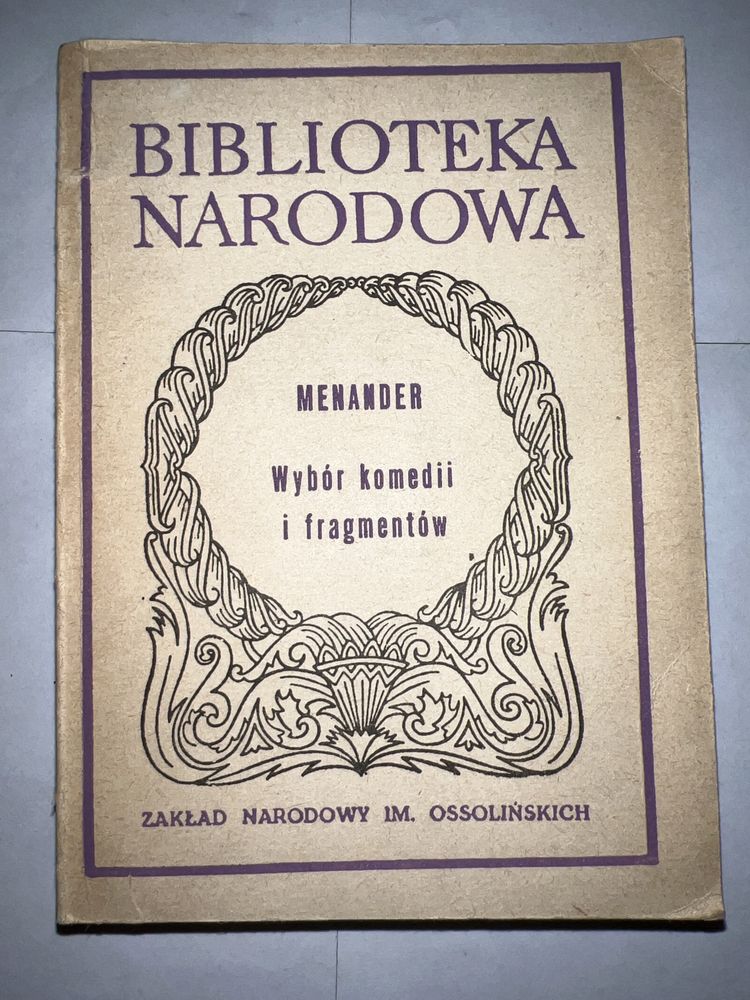 Menander wybór komedii i fragmentów biblioteka narodowa ossolińskich
