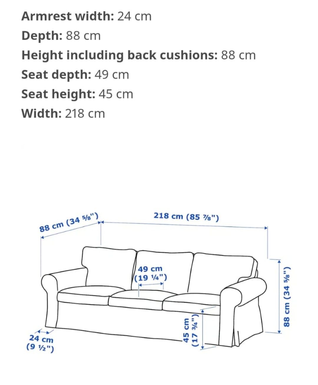 Sofa 3 lugares IKEA Ektorp