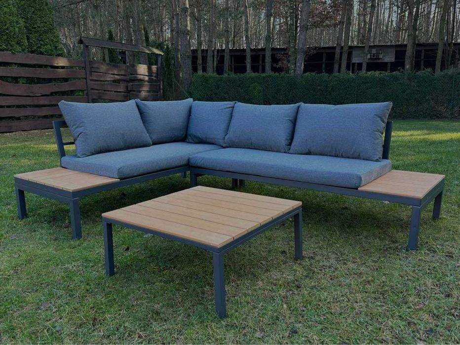 Meble ogrodowe NAROŻNIK /komplet WYPOCZYNKOWY /STAL i DESKA / 2 kolory