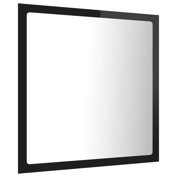vidaXL Lustro łazienkowe LED, wysoki połysk, czarne, 40x8,5x37 cm