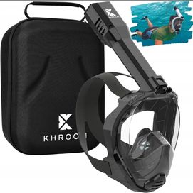 Maska do nurkowania pełnotwarzowa, z rurką KHROOM Seaview Pro czarny