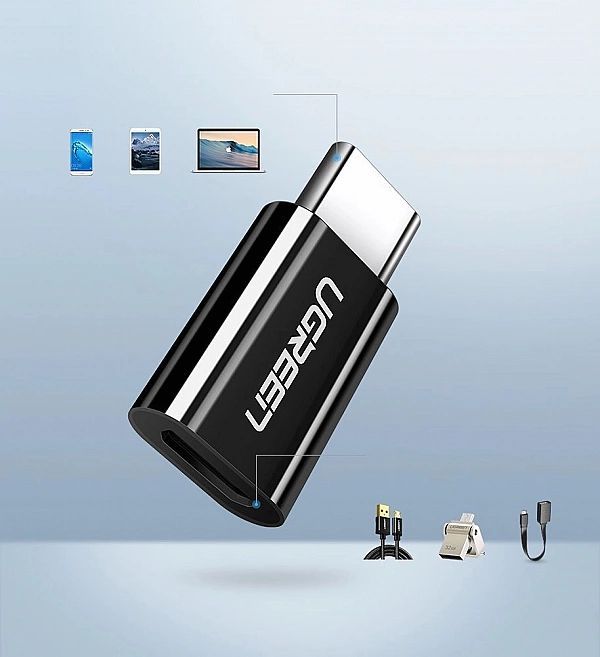 Ugreen adapter przejściówka z micro Usb na Usb Typ C czarny (30391)