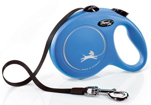 Smycz automatyczna dla psa z blokadą - Flexi New taśma L 5m niebieska