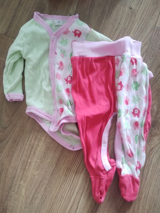 Zestaw 3 body zapinane+ półśpiochy 62 dla dziewczynki