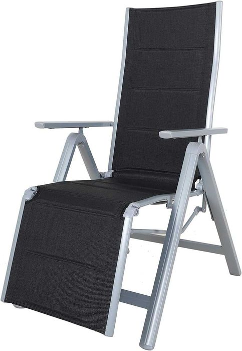 Chicreat 80504 Składany leżak, aluminium, czarny/srebrny, 69x57x113 cm