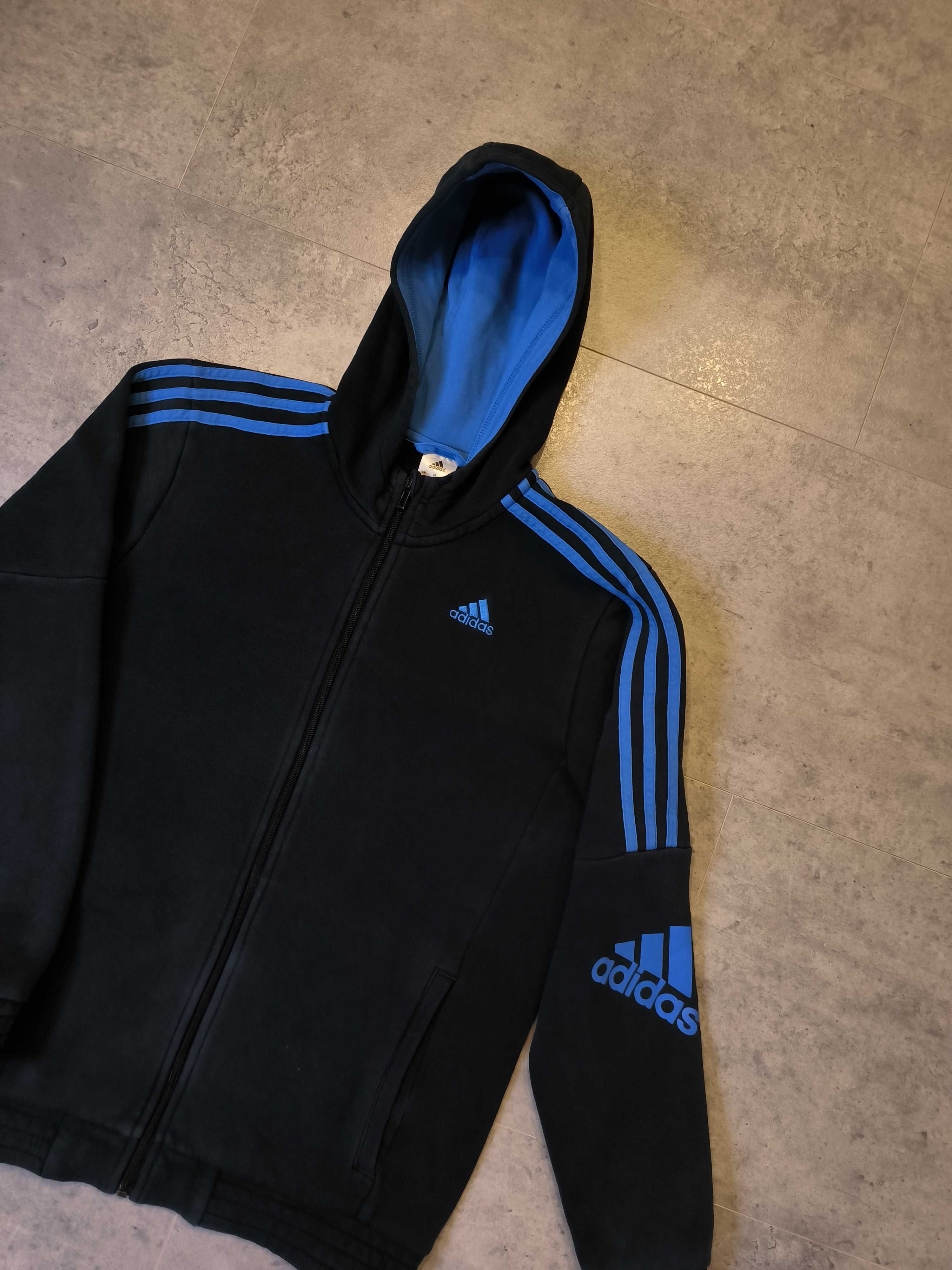 Bluza Adidas Rozpinana z Kapturem Małe Logo Lampasy