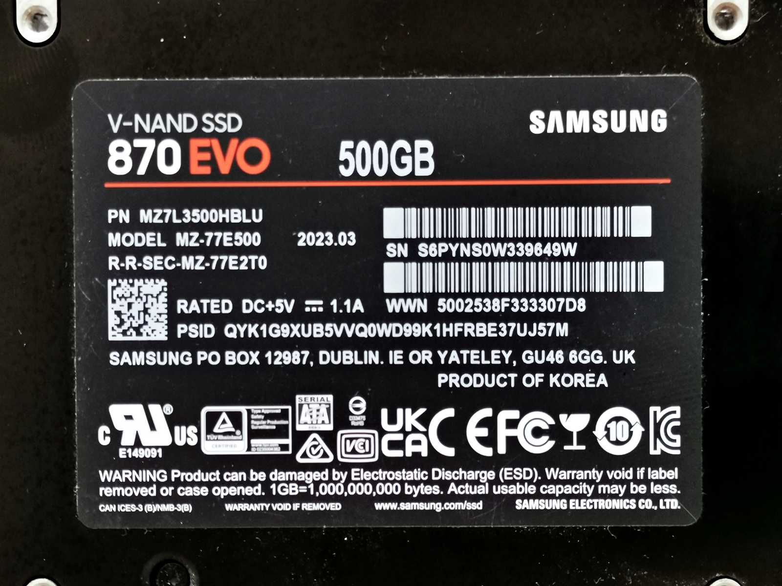 SSD 500GB Samsung 870 EvO