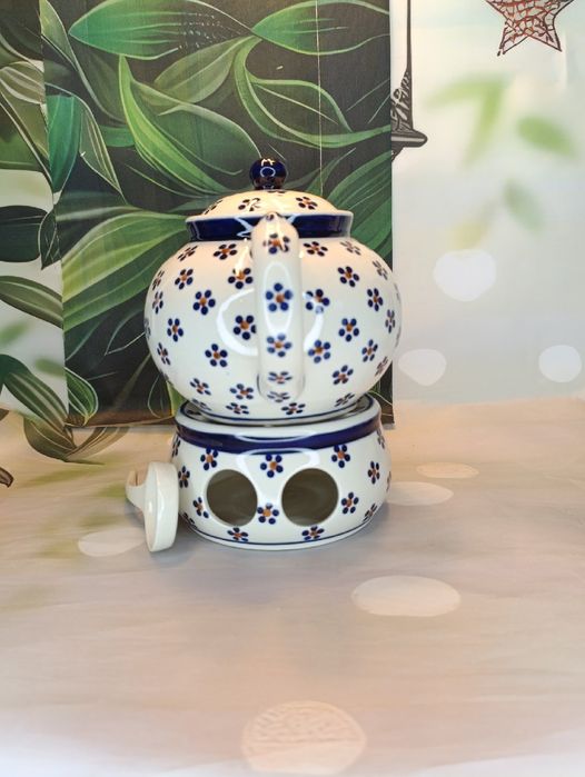 Imbryk ceramiczny Bolesławiec 1,5L + podgrzewacz Ceramika Bolesławiec