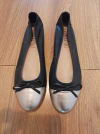 Buty baleriny balerinki damskie czarne ze srebrnym rozmiar 37