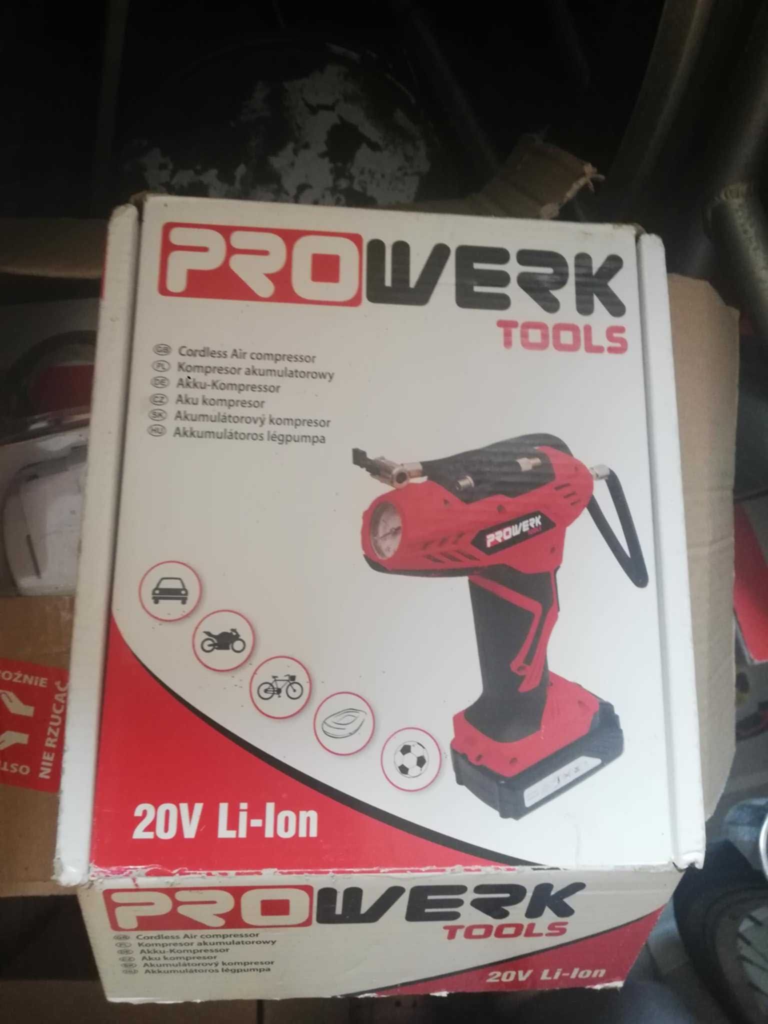 Kompresor bezprzewodowy do kół dętek Prowerk akumulatorowy samochodowy
