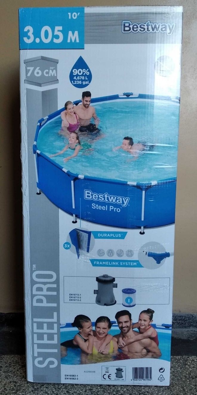 Bestway basen stelazowy z pompa  305*76cm+ pokrywa + boczny daszek no