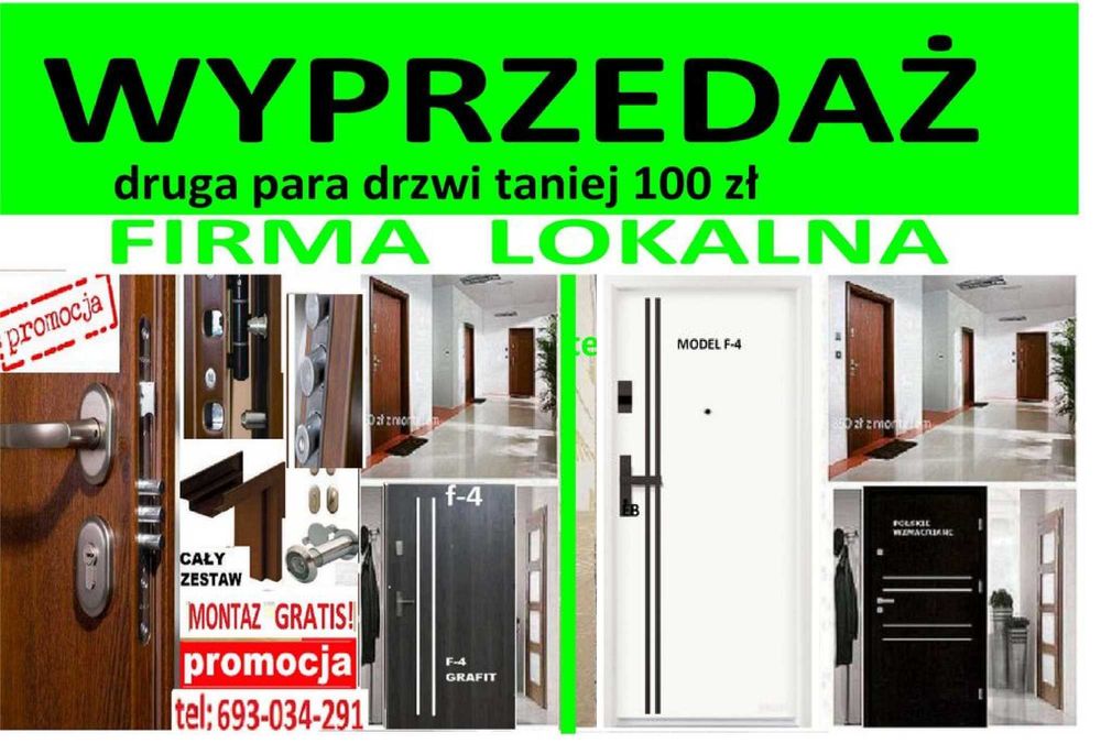 WYPRZEDAŻ ! Polskie drzwi ZEWNĘTRZNE -wejściowe antywłamaniowe  MONTAŻ