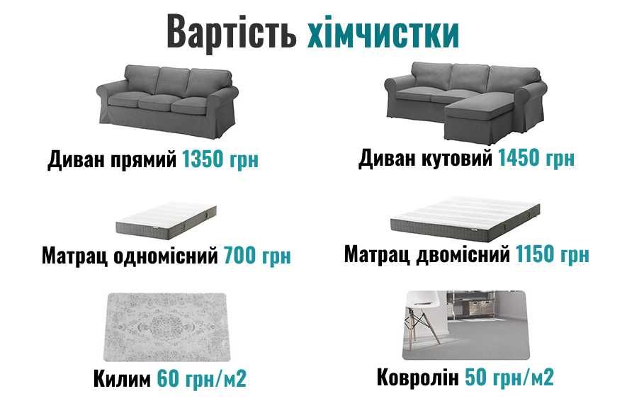 Чистка меблів та матраців Вишневе. Експрес-сушка. Дезінфекція парою.