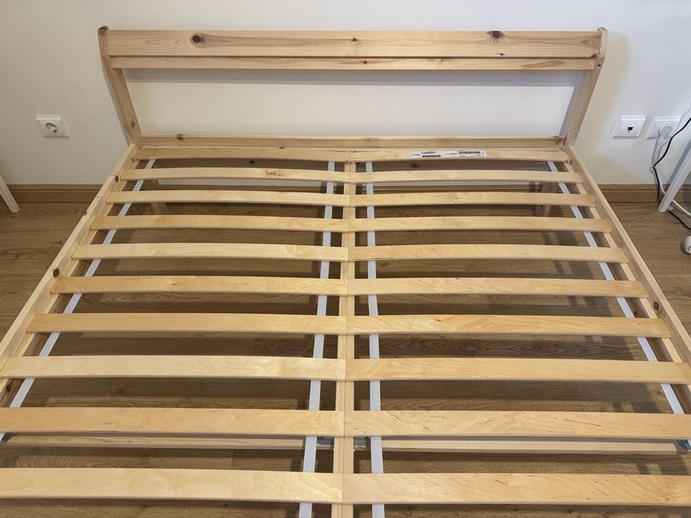 NEIDEN Estrutura de cama, pinho, 140x200 cm com estrado Luroy