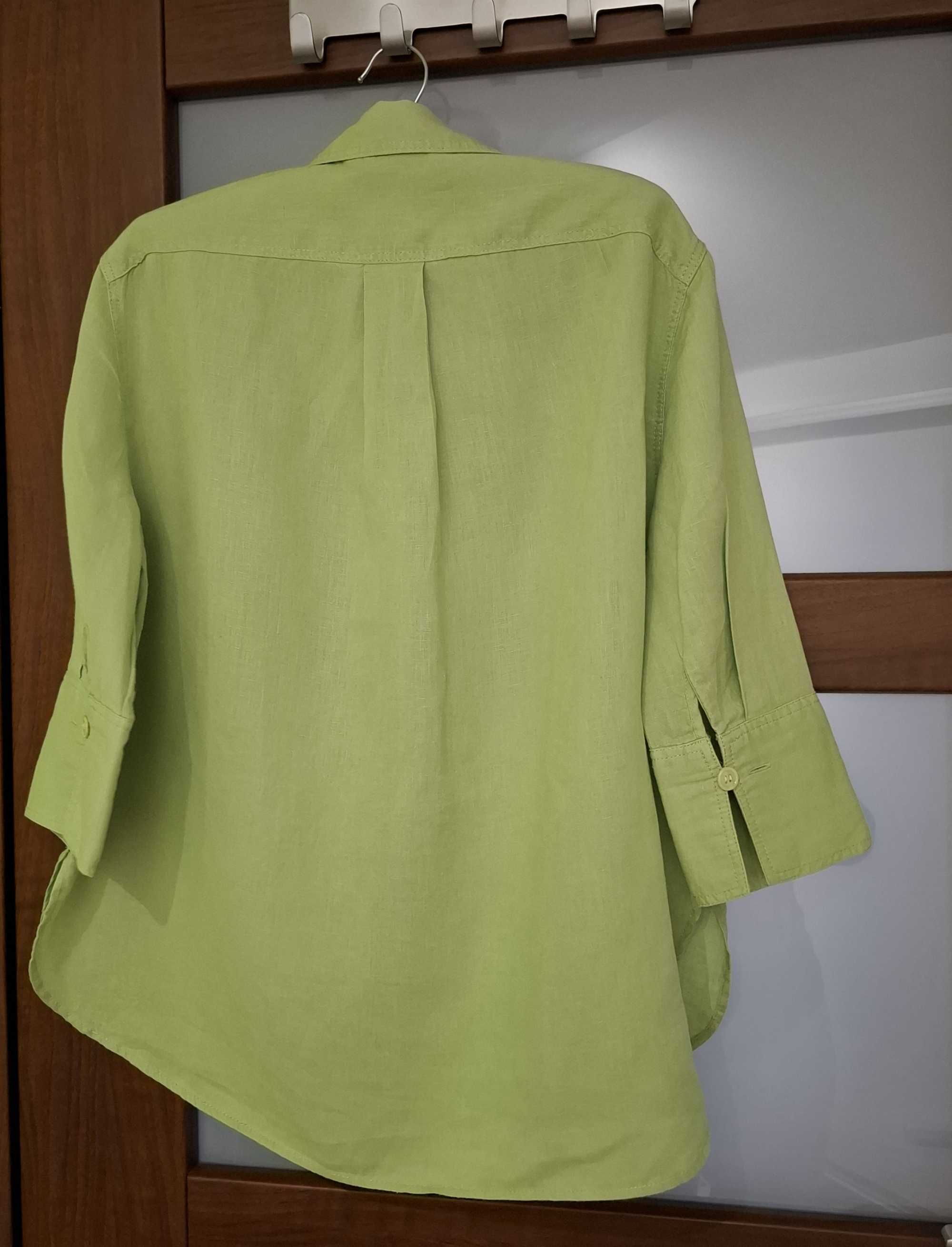 ZARA - limonkowa koszula lniana