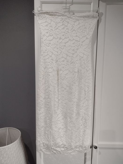 Wyprzedaż sukienka 32 34 śmietankowa koronka cywilny poprawiny panieńs