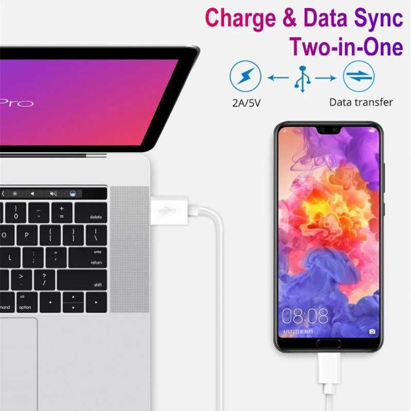 Kabel Ładowania 1m - MicroUSB i USB-A - Super Charge 5A Biały Przewód