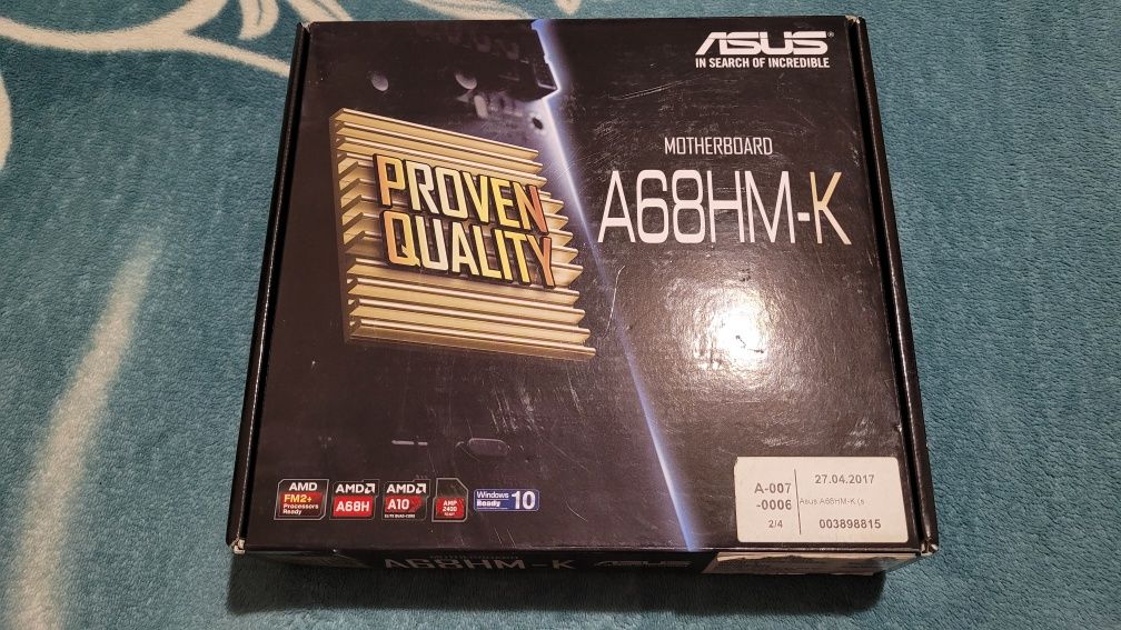 Комплект ASUS A68HM-K + AMD A6-7400K + DDR3 Kingston 3GB