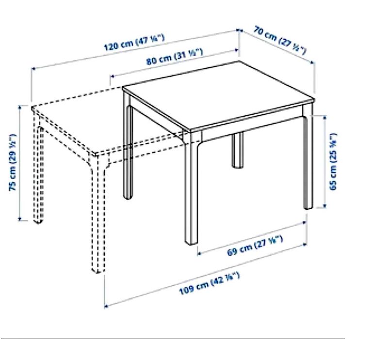 Mesa de jantar extensível Ekdalen Ikea carvalho  70cm X 80/120