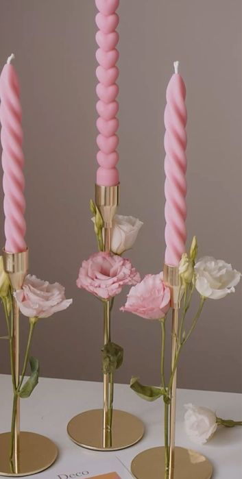 Продам високі ніжно рожеві свічки від H&M Home