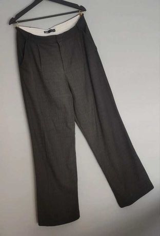 Spodnie Zara szare w kratkę luźne oversize szerokie L 40
